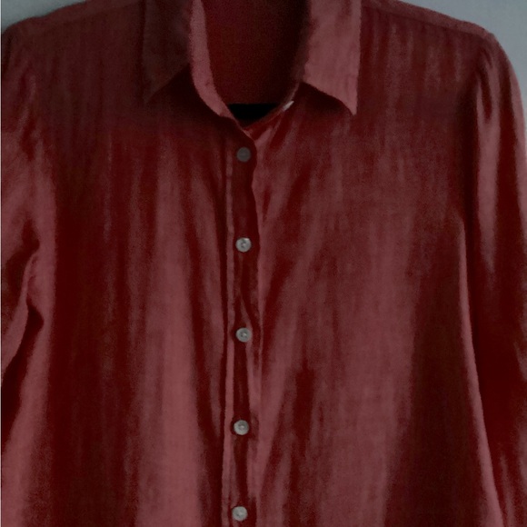 Benson NYC 100% Italian Linen Dress L Coral Orange - Picture 2 of 10